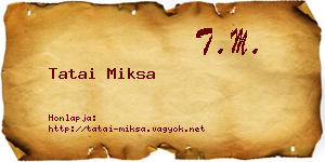 Tatai Miksa névjegykártya